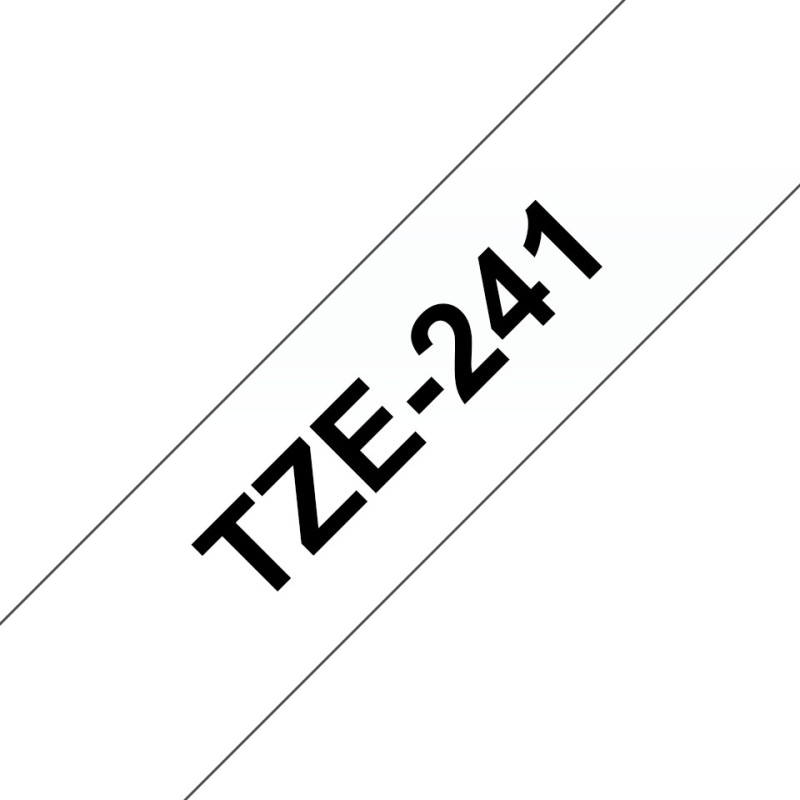 TZe-241 - Standard-Klebstoff - Schwarz auf Weis - Rolle (1,8 cm x 8 m)